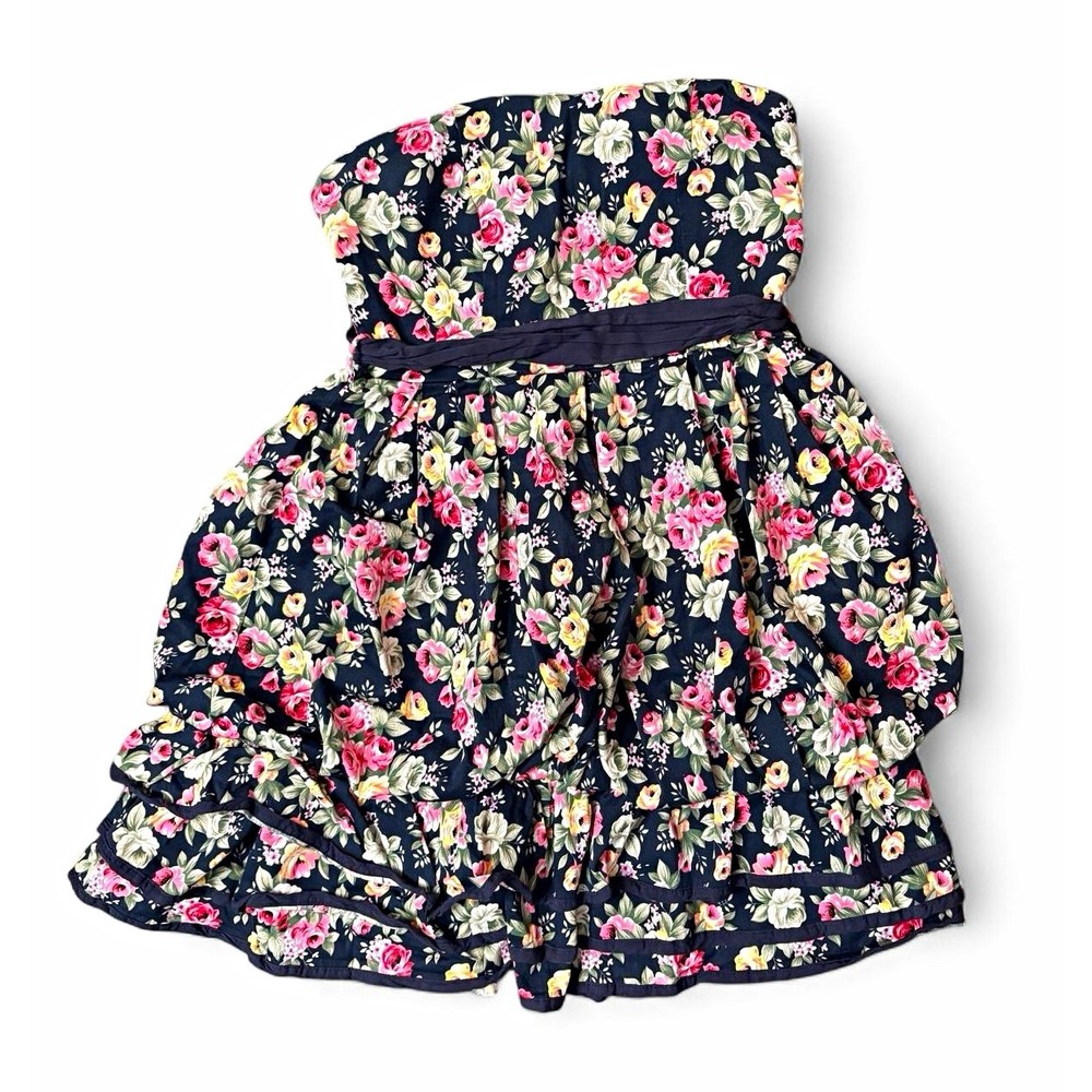 Love Culture M Floral Strapless Mini Dress MRuffle Cottagecore Y2K Smocked Tube
